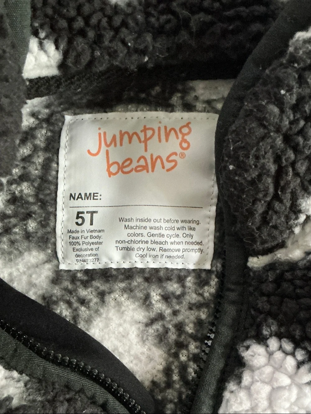 jumping beans Black and White Heart Sherpa Puffer Jacket